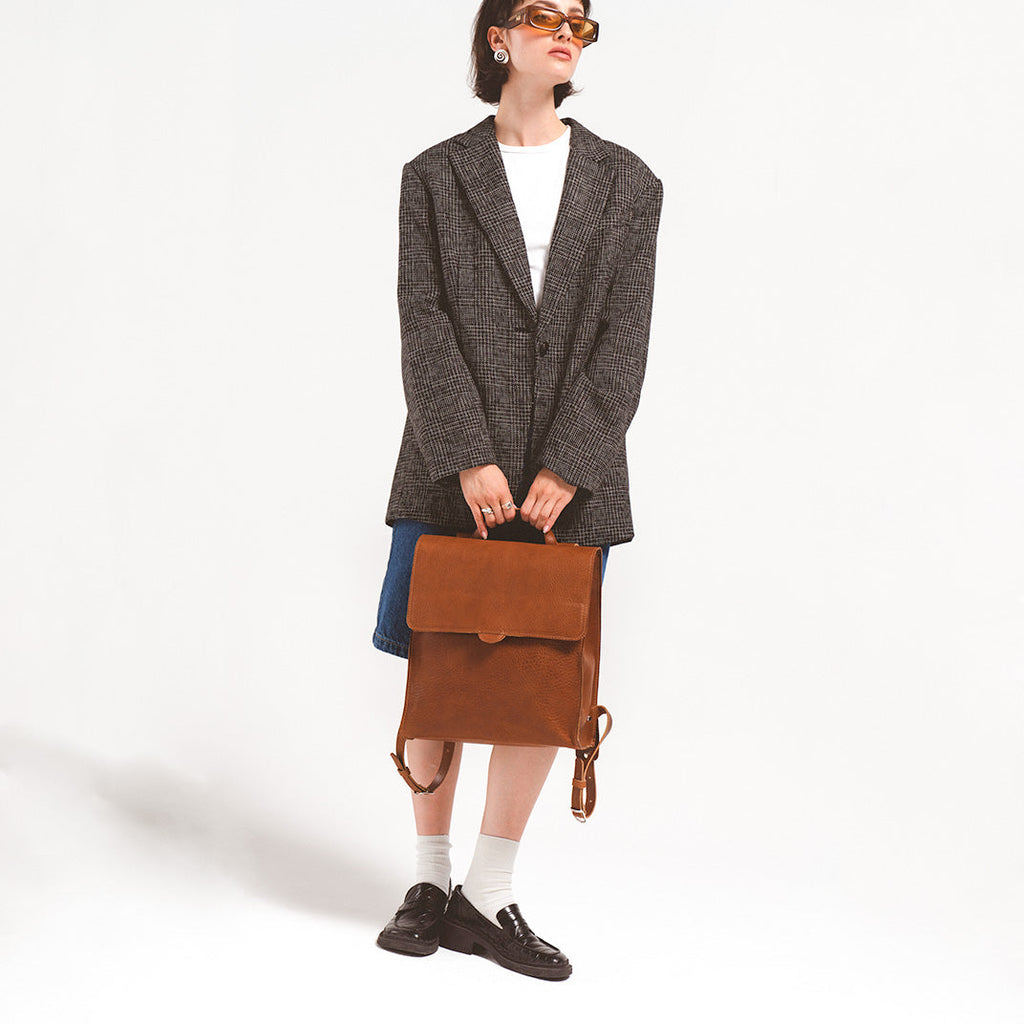 Leather Backpack - Fibonacci Brown by Maxara