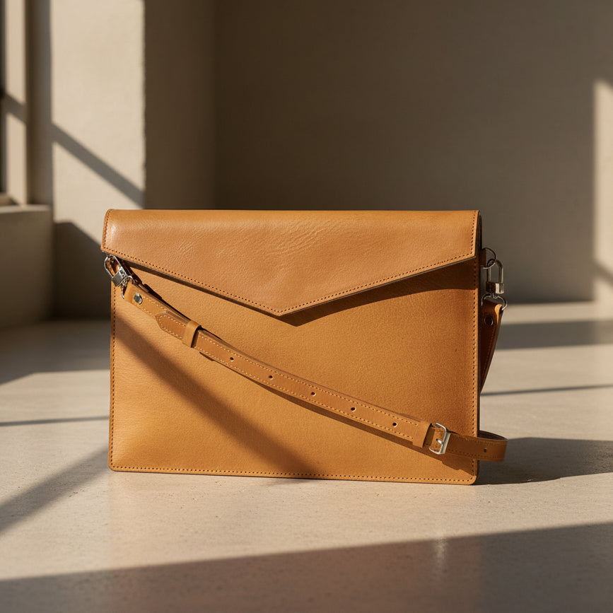 Leather Bag for MacBook with Adjustable Strap by Maxara