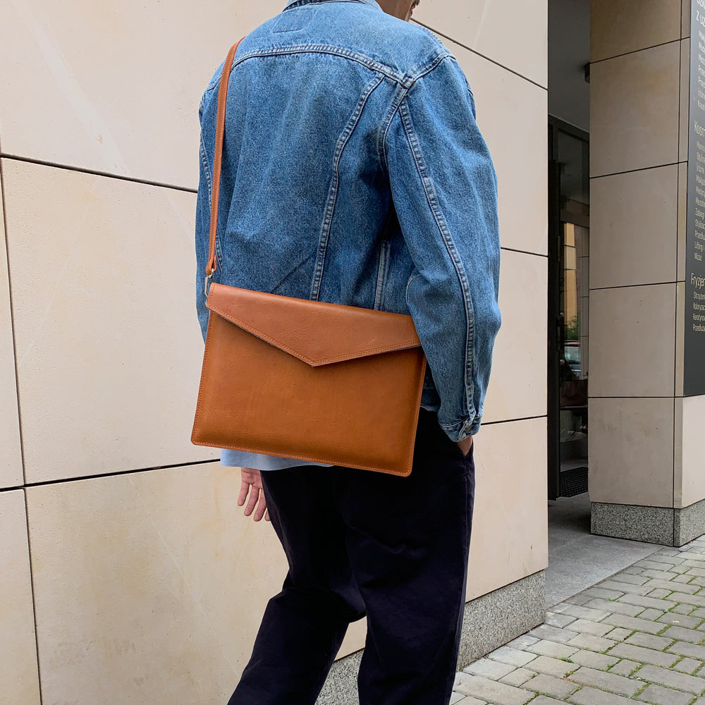 Leather Bag for MacBook with Adjustable Strap by Maxara